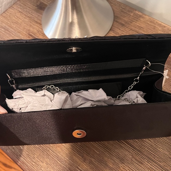 Brand new Black Satin Evening Purse Clutch Crystals - Picture 4 of 6